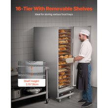 VEVOR Armoire Chauffante Étuve Traiteur à 16 Niveaux Porte Simple pour Cantine