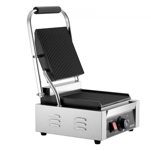Gril Panini électrique VEVOR 1800W - Plaque émaillée 22x23 Cm - Contrôle Température 50-300°C - Inox, Facile à Nettoyer