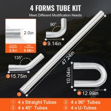 VEVOR Kit Tuyau d'Échappement 50,8 mm 16PCs avec Joint à Ajustage Glissant