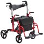 VEVOR Déambulateur roulant 2en1 pour personnes âgées, capacité 136 kg, rollator fauteuil de transport pliable et repose-pieds, déambulateur léger en aluminium avec poignée réglable, roues tout terrain