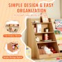 Bibliothèque pour enfants VEVOR au design simple, avec un grand espace de rangement et une zone d'affichage supérieure pour l'organisation.