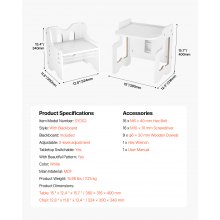 VEVOR Ensemble Table et Chaises pour Diversification Alimentaire Enfants Blanc