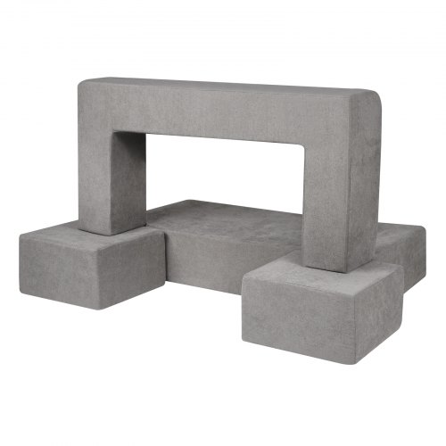 VEVOR Canapé Enfant Convertible 4 Pièces - Fauteuil Modulaire Tissu Chenille Gris Foncé Avec Housse Amovible