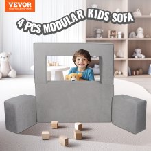 VEVOR Canapé enfant convertible fauteuil ludique pour lecture 4 pcs gris foncé