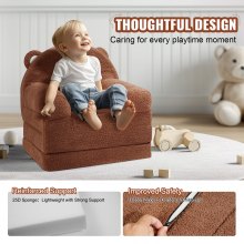 VEVOR Fauteuil pour enfant canapé pliable tissu velours flocon sofa tout-petits