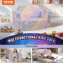 VEVOR Fauteuil pour enfant canapé pliable en tissu phosphorescent arc-en-ciel