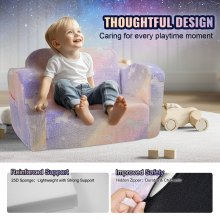 VEVOR Fauteuil pour enfant canapé pliable en tissu phosphorescent arc-en-ciel