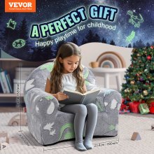 VEVOR Fauteuil pour enfants canapé avec éponge 25D tissu phosphorescent gris