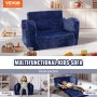 VEVOR Fauteuil pour enfant canapé pliable en tissu de flanelle sofa 2 en 1 bleu