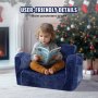 VEVOR Fauteuil pour enfant canapé pliable en tissu de flanelle sofa 2 en 1 bleu