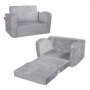 VEVOR Fauteuil pour enfant canapé pliable en tissu de flanelle sofa 2 en 1 gris