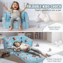 VEVOR Fauteuil pour enfant canapé pliable en tissu flocon de neige sofa 2 en 1