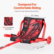 VEVOR Trottinette à Pédales Wiggle Charge 60 kg pour Enfants 4 Ans et Plus Rouge