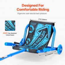 VEVOR Trottinette à Pédales Wiggle Charge 90 kg pour Enfant 10 Ans et Plus Bleu