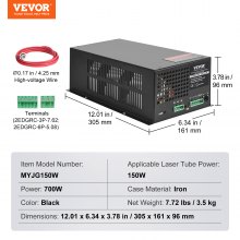 VEVOR Alimentation Laser CO2 pour Graveurs et Découpeurs Laser Tube Laser 150 W