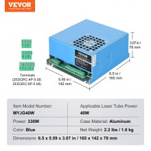 VEVOR Alimentation Laser CO2 pour Graveurs et Découpeurs Laser Tube Laser 40 W