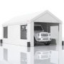 VEVOR Carport Auvent pour Voiture, Tente de Garage 3,7x6 m Abri Extérieur avec Parois Latérales Amovibles, Fenêtres, Portes Ventilées Enroulables, Bâche Imperméable pour Voiture, Camion, Bateau, Blanc