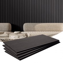 VEVOR Panneaux acoustiques à lattes en bois pour mur 1200 x 600 mm chêne noir