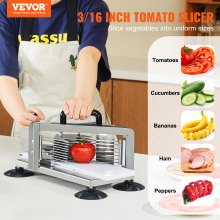 VEVOR Coupe-tomates Commerciale, Trancheuse à Tomates de 4,8 mm, Trancheur pour Tomates Robuste en Acier Inoxydable, avec Pieds Antidérapants, pour Couper les Tomates, les Concombres et les Bananes