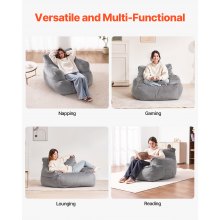 VEVOR Pouf Fauteuil Pouf avec Accoudoirs Canapé pour Adultes Peluche Gris Salon