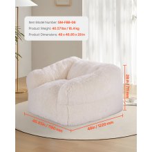 VEVOR Pouf Fauteuil Pouf avec Accoudoirs Canapé pour Adultes Peluche Beige Salon