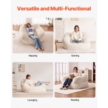 VEVOR Pouf Fauteuil Pouf avec Accoudoirs Canapé pour Adultes Peluche Beige Salon