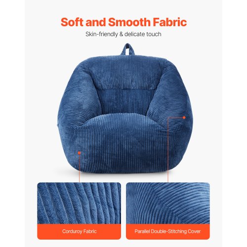 VEVOR Pouf Convertible en Louange Matelas, Fauteuil Pouf avec Housse Lavable pour Adultes, Fauteuil Paresseux en Peluche Moelleuse, Rembourrage en Mousse et Poche Latérale, pour Salon, Taille Queen