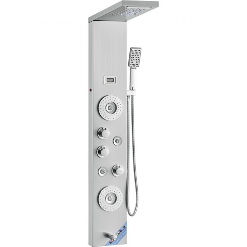 Panneau De Douche AlenArt Cascade – Inox Brossé, 8 Jets, LED – Neuf, 5 Ans Garantie
