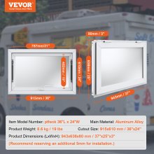 VEVOR Fenêtre de Concession Fenêtre pour Camion Restaurant 91,5x61 cm en Alu