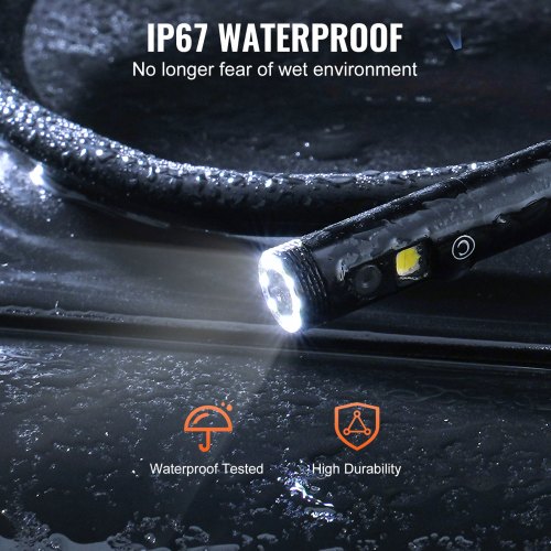 Caméra Endoscopique Kriogor 15m Triple Objectif, Endoscope D'Inspection Serpent 8 Mm LCD 5 Pouces Avec 10 LED Réglables, Caméra Etanche IP67, 1080P Endoscope Industriel Pour Automobile, Câble Camera Inspection