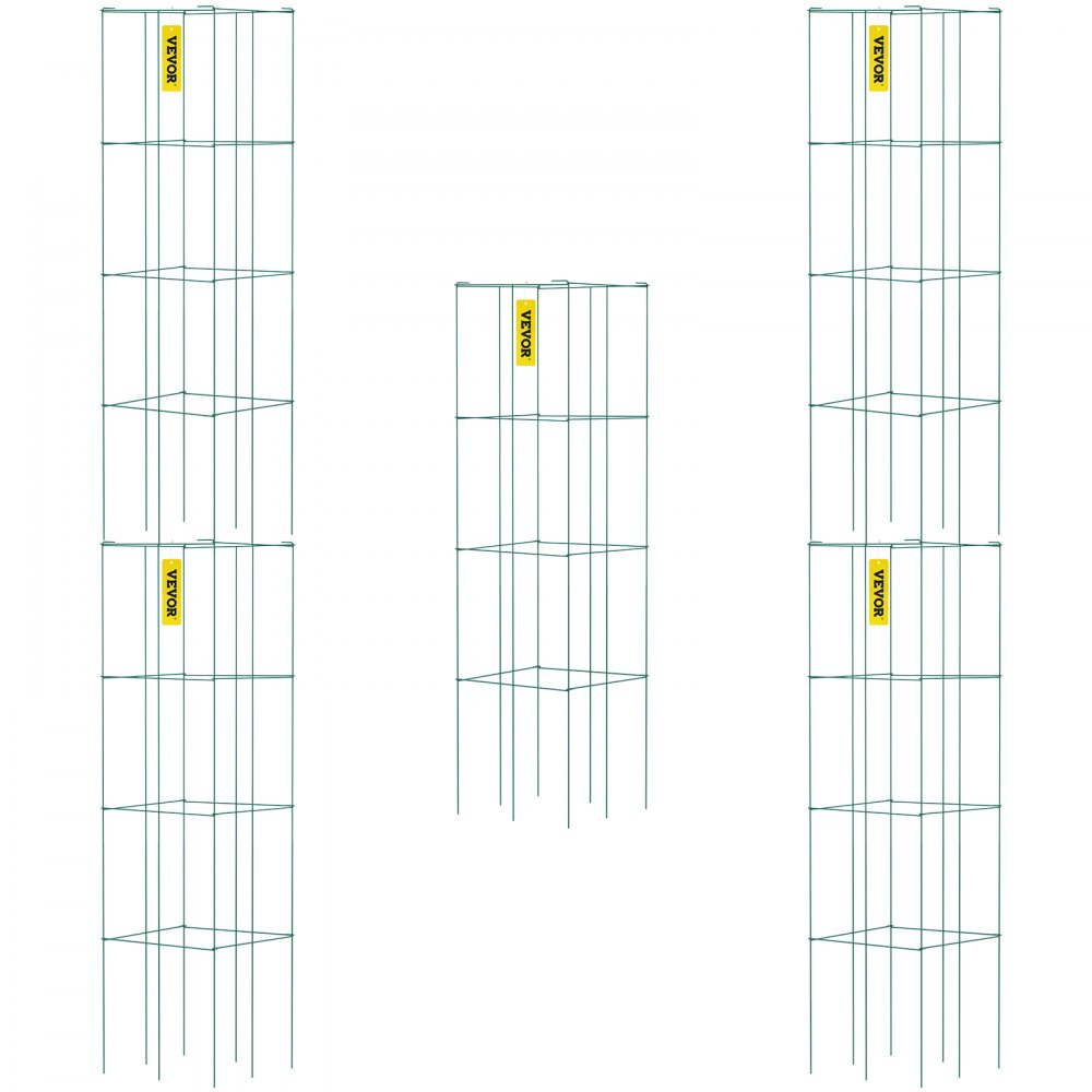 VEVOR – Cage de Support pour plantes à tomates, carré en acier, 3,8 pieds, vert, pour jardin, paquet de 5