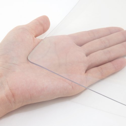 Nappe Rectangle Transparente 91,8x185 cm Film de Table Transparent en PVC Épaisseur 1,5 mm avec Coins Arrondis Découper sur Mesure avec Nappe en Tissu 45x30 cm Protection de Table Transparente
