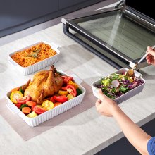 VEVOR Plat de cuisson rectangulaire en céramique pour la cuisson 3 pcs blanc