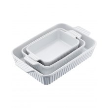 VEVOR Plat de cuisson rectangulaire en céramique pour la cuisson 3 pcs blanc