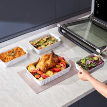 VEVOR Plat de cuisson rectangulaire en céramique pour la cuisson 4 pcs blanc