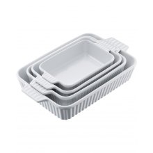 VEVOR Plat de cuisson rectangulaire en céramique pour la cuisson 4 pcs blanc