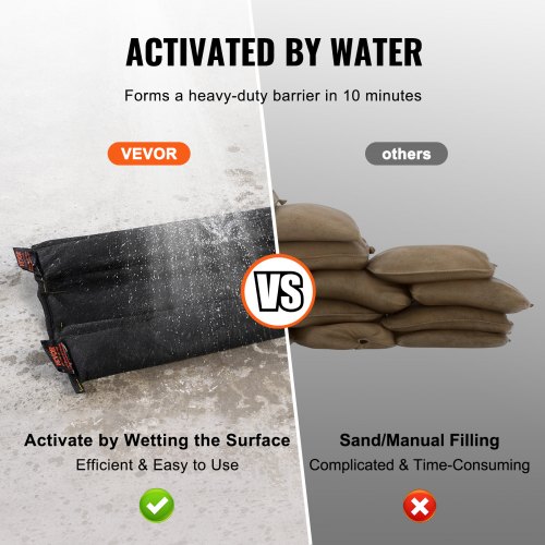 Sac à Eau Anti-inondation - 7,3 M De Long, PVC Réutilisable, Protection Pour Portes Et Garages, Facile à Remplir - 5