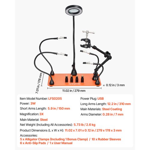 Loupe Soudure Troisième Main Avec Lampe LED 6x - Table De Soudage 4 Bras Flexibles Pour Bijoutiers Et Bricoleurs