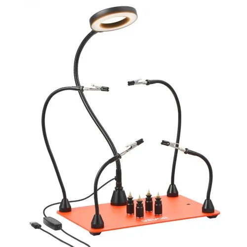 Main à Souder Avec 4 Bras Flexibles + Loupe LED - Third Hand Pour Soudure électronique