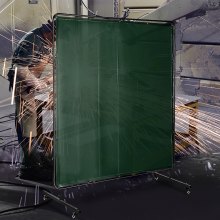 VEVOR Rideau de Soudure de 6 pi x 6 pi Rideau écran protection soudure rideau protection de soudage Vinyle ignifuge avec cadre vert
