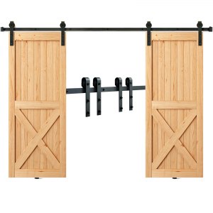 Butée de porte coulissante pour portes de grange simples ou doubles, rail  supérieur au milieu des deux extrémités, réglable pour rails de 3,8 cm à 4
