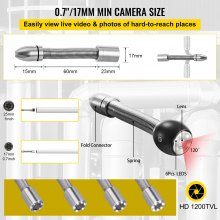 VEVOR Caméra d'Inspection égout avec écran LCD HD Caméra Endoscopique Canalisation Cable 50 m Endoscope Industriel Enregistrement Vidéo Carte SD Dévidoir Pratique étanche IP68 Plombier Tuyaux Drain