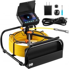 VEVOR Caméra d'Inspection égout avec écran LCD HD Caméra Endoscopique Canalisation Cable 50 m Endoscope Industriel Enregistrement Vidéo Carte SD Dévidoir Pratique étanche IP68 Plombier Tuyaux Drain