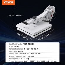 VEVOR Presse à Chaud Machine de Sublimation Textile 38x38 cm pour T-shirts DIY