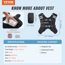 VEVOR Gilet lesté veste de poids à boucle réglable pour la musculation 5,54 kg