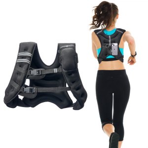 Gilet Lesté Ajustable 6 à 16 Kg - Pour Musculation, Course, Fitness, Avec Poches Amovibles Et Bandes Réfléchissantes