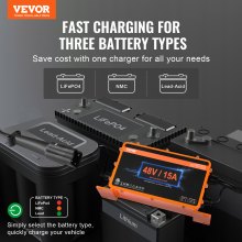 VEVOR Chargeur batterie de voiturette golf 48 V 15 A pour prise Yamaha G29 IP67