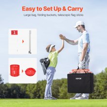 VEVOR Jeu de golf d'arrière-cour portable au seau à 3 trous pour enfants adultes