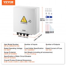 VEVOR Boitier de jonction solaire boîte de combinaison PV 4 cordes 15 A en acier