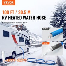 VEVOR Tuyau d'Eau Chauffant 30,5 m pour Eau Potable Antigel -42,7 ℃ Camping-car